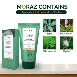 Moraz Skin Saver Herbal Healing Scar Gel for Skin Repair and Wound Care – Multi-Purpose First Aid Moisturizer for Dry Skin, Minor Cuts and Scrapes, Bug Bite Itch Relief, Sunburn & Rashes (1.7 Oz)