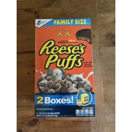 General Mills Reeses Puffs KAWS Cereal Family Size Limited Edition Unopened (2 Pack)