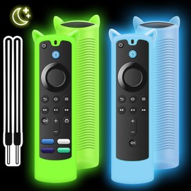 Silicone Cat Ear Remote Control Cover (2PACK) - Glow in Dark (Green+Blue)