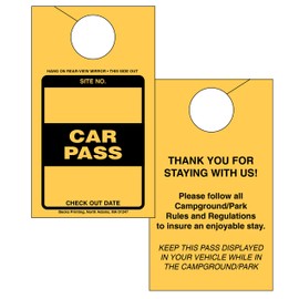 Car Pass Parking Permit Rearview Mirror Hang Tag for Campgrounds RV Parks Trailers Campers Site Tags (Goldenrod, 500)