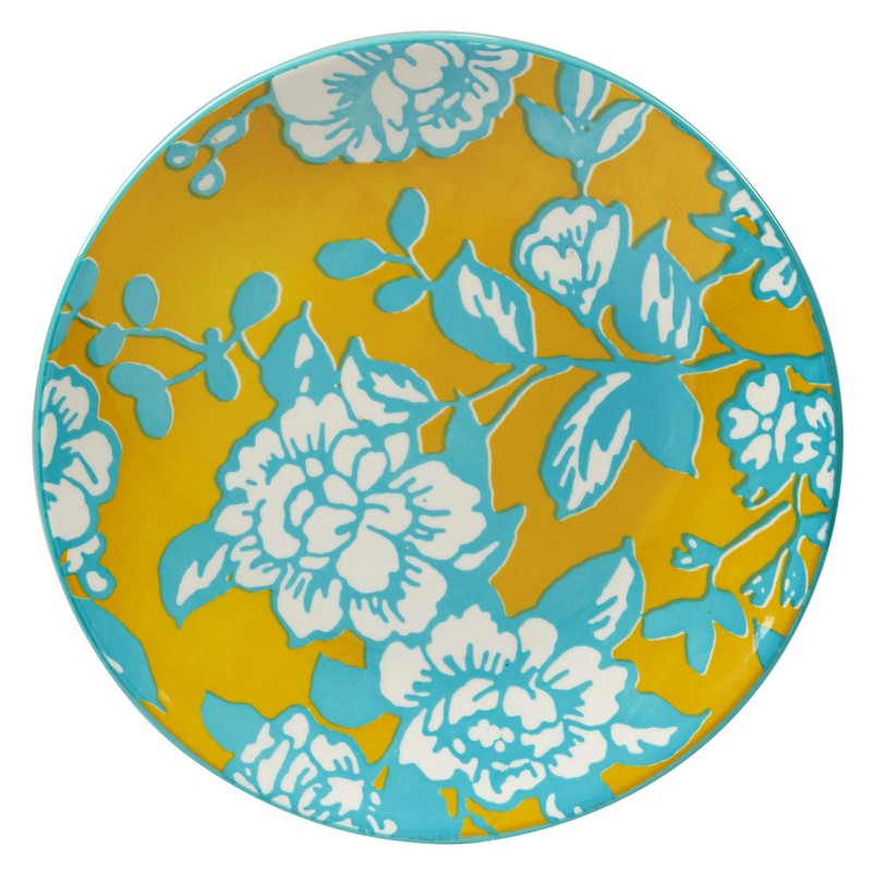 Damask Floral 8.5" Porcelain Salad & Dessert Plates, Set of