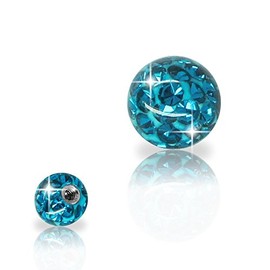Soul-Cats® Piercing Ball, Screw-On Replacement Ball - Crystal Gel Epoxy Ferido - Many Sizes, turquoise