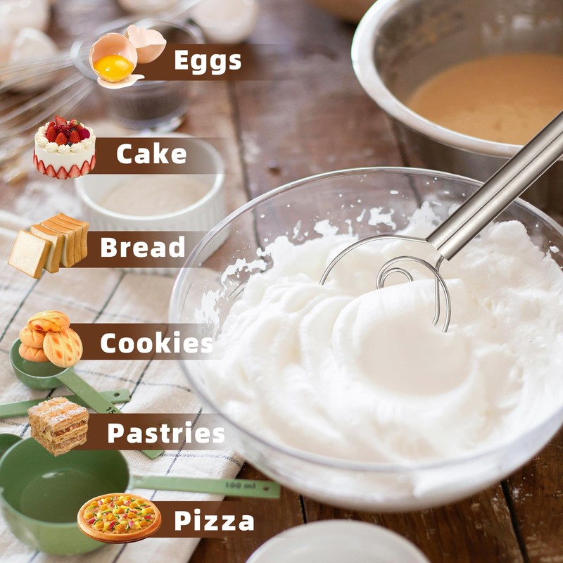 Jillmo Danish Dough Whisk, 12inch Stainless Steel Bread Whisk