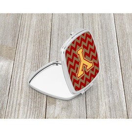 Caroline's Treasures Letter Y Chevron Garnet and Gold Compact Travel Mirrors, Multicolor