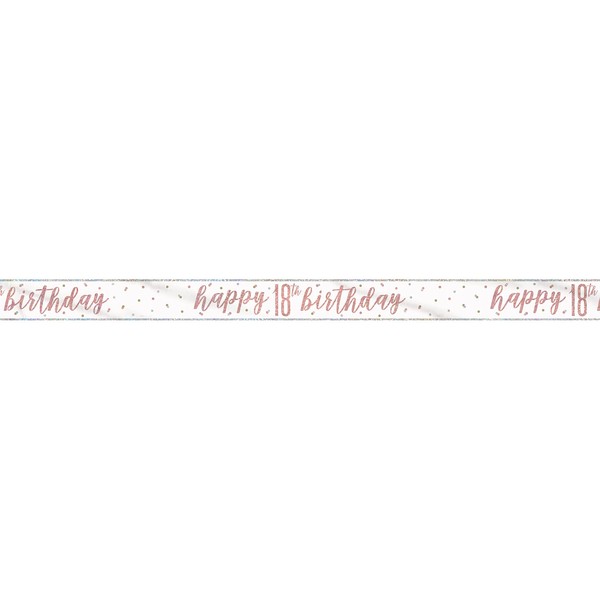 Stunning Rose Gold Happy 18th Birthday Glitz Foil Banner (274cm)