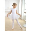 MdnMd Girls' Flutter Sleeve White Dance Ballet Leotard Dress with