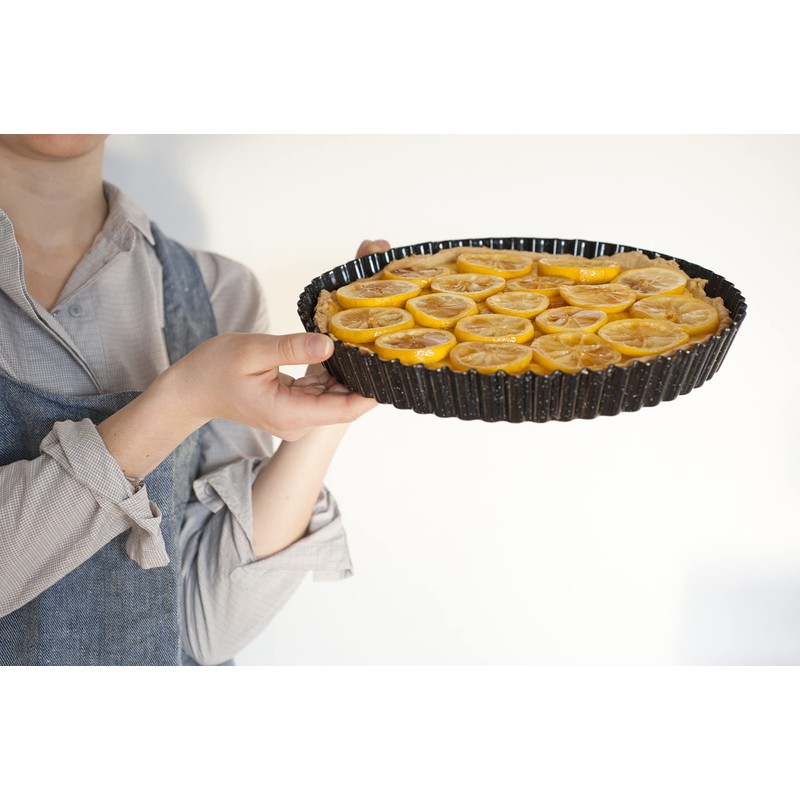 Riess 0868-022 Classic-Baking Pans Flan-Form Round, Diameter-30 cm Black
