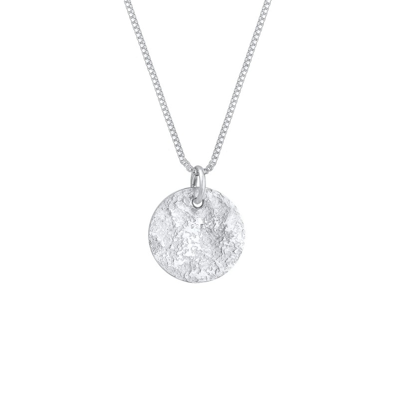 Elli Women's Necklace Plate Pendant Hammered in 925 Sterling Silver,