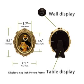 SIKOO Vintage Picture Frame 4x6 Oval Antique Table Top Wall Mounting Photo Frame with Glass Front for Home Decor, Gold