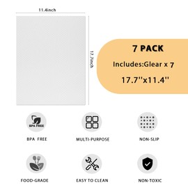 Aiosscd 7 alfombrillas de estante, forro de refrigerador, almohadillas para orejas lavables, para nevera, cajones, manteles individuales para el hogar, cocina, accesorios, organización para congelador superior (blanco)