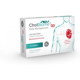 Cholbiome CholBiome BP Tablets - 30 Tabs, 4 Billion CFU/Serving Source Capsules, Probiotic Blood Pressure Control Supplement, Helps Lowering Cholestrol, Probiotics for Gut Health