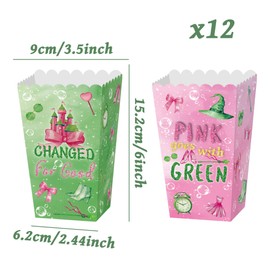 Pink and Green Birthday Party Decorations Popcorn Boxes Candy Goodies Treat Bags Pink and Green Witch Theme Goodie Bags for Party Supplies