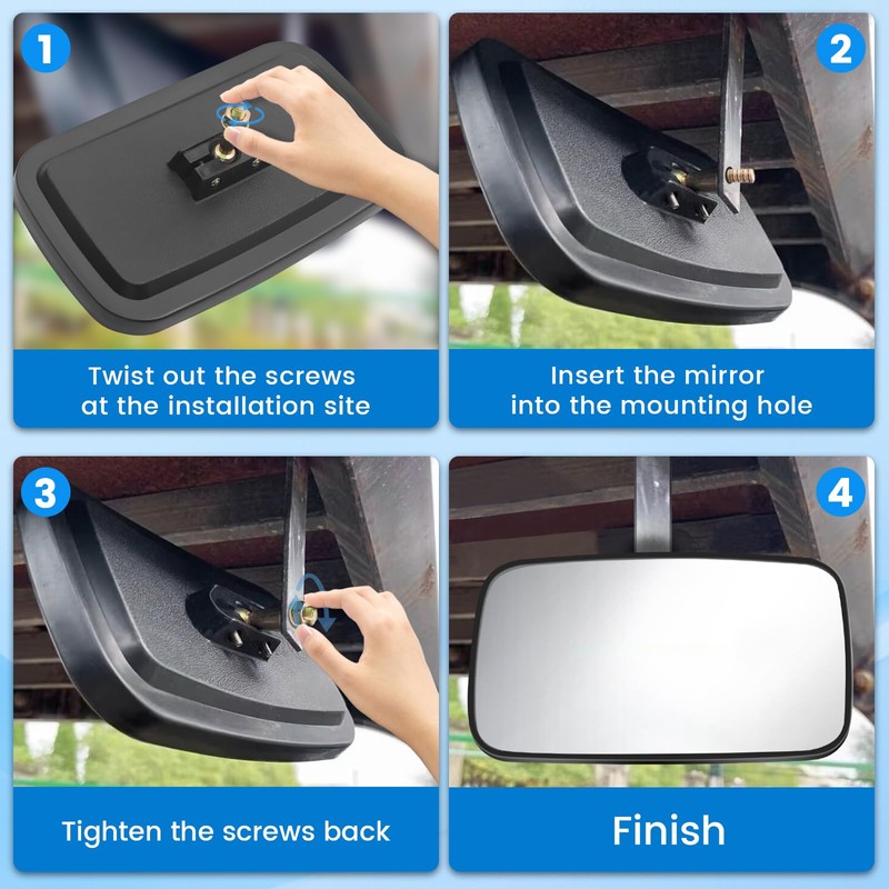 YnGia Tractor Mirrors Forklift Universal Rearview Mirror 9.25x5.3 inch HD