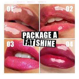 Qifylmaf 4 Colors Lip Oil Lip Glaze, Big Brush Head Hydrating Lip Glow Oil, Transparent Toot Tinted Nourishing Long Lasting Repairing Lightening Lip Lines (Set A)