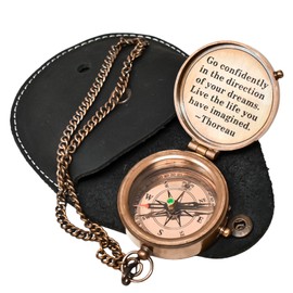Thoreau's Go Confidently Engraved Compass Graduation Gift, Graduation gift for him, Cool high school gift, Boating Hiking Compass, Religious Gifts, Confirmation Gift Direction Compass