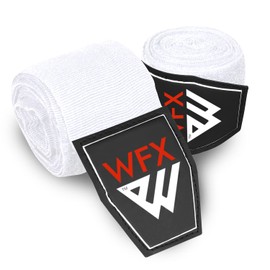 WFX Boxing Hand Wraps 3.5 4.5 Meter Martial Arts Bandages Inner Gloves Wrist Support Straps Punching Under Hand Knuckles Heavy Elasticated Training Bag Mitts Muay Thai (4.5 M, White)