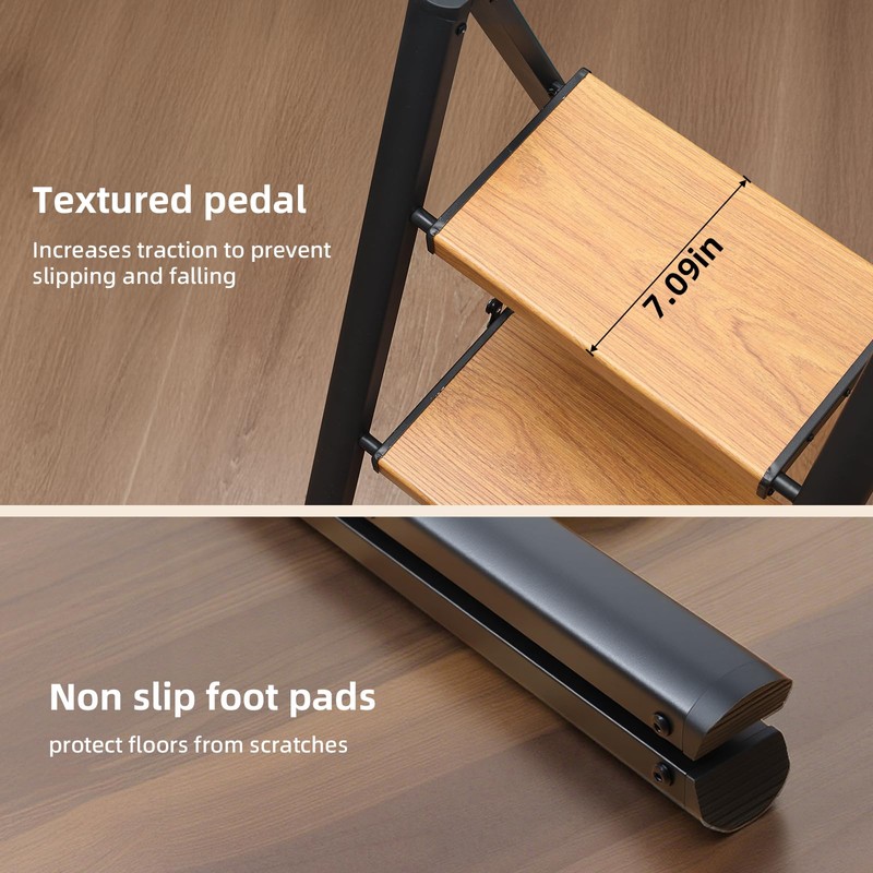 SOLADDER 2 Step Ladder, Anti-Slip and Lightweight Foldable Step Stool
