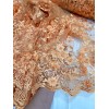 Divastyletextiles Orange 3D Flowers/Floral Beaded Lace Embroidered Mesh Lace Fabric
