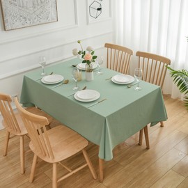 ATsense Tablecloth Mint Green Tablecloths Linen Look 100% Washed Cotton Square Tablecloth 140 x 240 cm