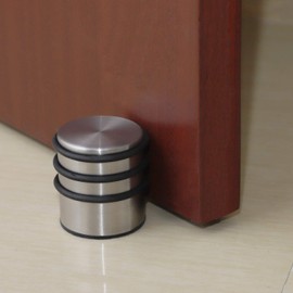 KINJOEK - Tope de puerta de peso pesado, sin taladro, tope de puerta de acero inoxidable con bandas protectoras de goma, cuña de puerta para oficina, hogar, cochera, puerta de lavandería