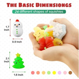 Amyang 24Pcs Christmas Mochi Squishy Toys Christmas Toys Squishies for Kids Girls Boys Toddlers Christmas Party Favors Stocking Stuffers Gifts