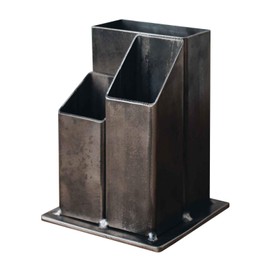 Original BestLoft® Raw Steel Pen Holder - Pen Holder in Industrial Design for Office or Home Grey Metallic