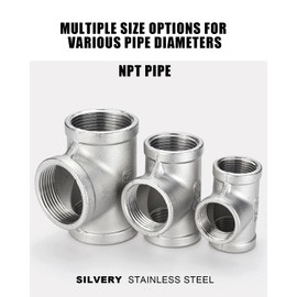 AGUTEA 304 Stainless Steel 1-Inch Female NPT Tee Fitting - T-Joint Connector for Water & Air Systems (Pack of 1)