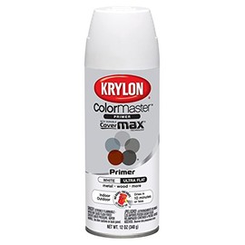 Krylon K05131507 ColorMaster Paint + Primer, Ultra Flat Primer, White, 12 oz.