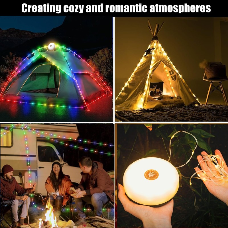 Camping String Lights, 10m Outdoor String Lights Colorful Warm Lighting