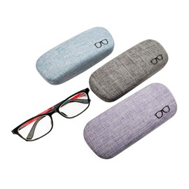 HSYMQ 3Pack Hard Shell Eyeglasses Case Protector Linen Fabrics Large Glasses Case Concise