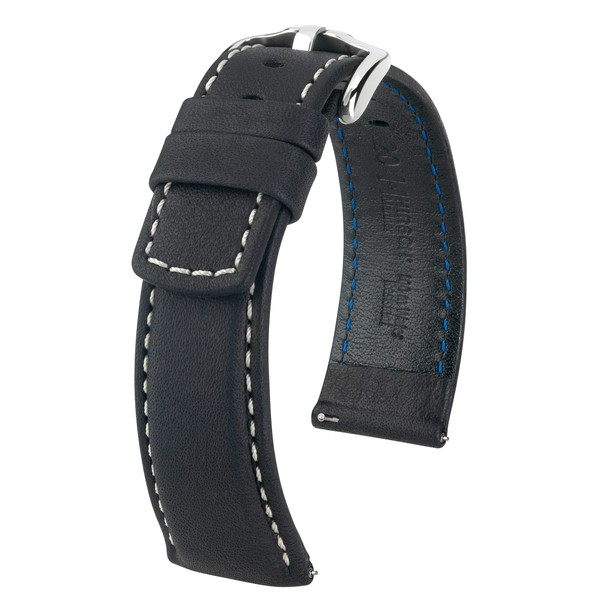 HIRSCH Mariner 18mm Long Black Leather Watch Strap 14502150-2-18