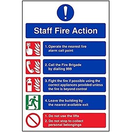 V Safety Fire Action - Staff Fire Action 999 - 150 X 200mm