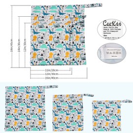 CeeKii Wet Dry Cloth Nappy Bags, Pack of 3, Washable Travel Bags, Waterproof Wet Bag, Reusable Baby Pool Sports Bag for Swimsuits and Wet Clothes with Zip Pocket