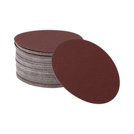 X AUTOHAUX 100 Pcs Round Sandpaper 120 Grit Hook and Loop Sanding Sheets Universal for Automotive Refinishing Woodworking 125x125mm Aluminum Oxide Red