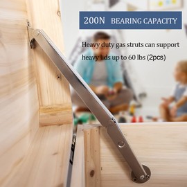 200N-60lbs Chest Heavy Duty Soft Close Lid Support Hinges Large & Long Chest Hinges for Wooden Box, Slow Lowering Pneumatic Heavy Lid Lifter Gas Struts