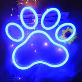 Dog Cat Paw Neon Sign Paw Print Neon Sign Blue Neon Light for Pet Shop Pet Clinic Bedroom Wall Decor USB Powered Neon Light Wall Sign Art Decor (Blue)
