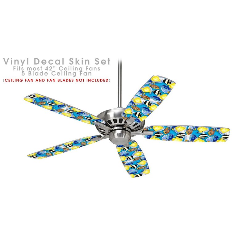 Tropical Fish 01 Blue Medium - Ceiling Fan Skin Kit