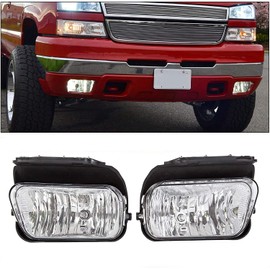HECASA Pair Bumper Fog Lights Compatible with 2003-2007 Chevy Silverado 2002-2006 Chevy Avalanche Fog Lamps w/Bulbs Replacement for 15190983 15190982 GM2593127 GM2592127