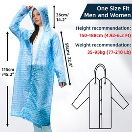 TonJin 1 Pack Rain Ponchos for Adults Reusable, New upgraded Thickened EVA Travel Raincoat Jacket with Hoods and Sleeves, 3D Blue Waterproof Capes Ponchos for Men Women Outdoor Hiking Camping