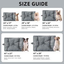 VERABE Durable Dog Bed for Extra Large Dogs, Heavy Duty Oxford Pillow Bed Crate Pad with Easy-Carry Handles, Washable Kennel Pet Sleeping Mat, 47”x29”, Gray