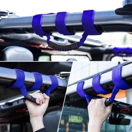 Danti Roll Bar Grab Handles Grip Handle for Jeep Wrangler JK JL YJ TJ Sports Sahara Freedom RubiconX Unlimited Gladiator JT 1955-2025 Interior Accessories (Blue,4pcs)