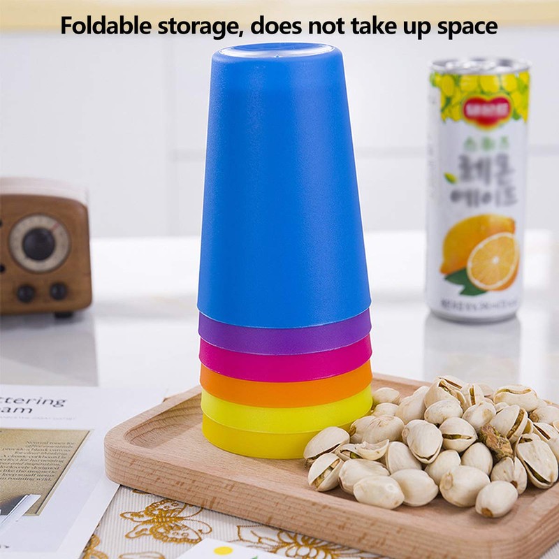 Saijer Rainbow Reusable Plastic Cups, 18 Pieces, Stack Shatterproof Party