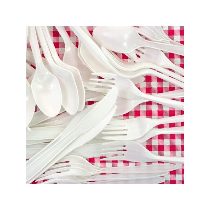 Basic Cutlery Collection 50-Count Medium Weight White Plastic Soup Spoons