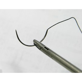 HEIWA Surgical Surgery Suture Practice, 1.5 inches (38 mm), 0 Thread Included, 17.7 inches (45 cm), Suture Needles, Pack of 5, Silk Thread, Black Silk Braided