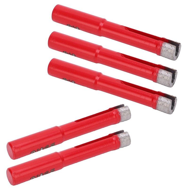 5Pcs Saw Bit Set FlatTooth Diamond Particles Red Coated Drill