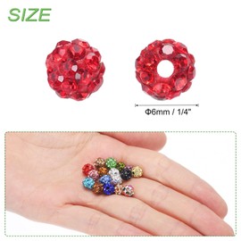 MECCANIXITY 100pcs 6mm Rhinestone Beads for Jewelry Making, Bling Disco Bead Sparkle Diamond Clay Bead for Necklace Bracelet Christmas, Red