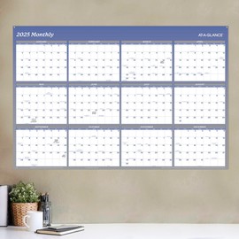 AT-A-GLANCE 2025 Wall Calendar, Dry Erase Wall Planner, Monthly, 48" x 32", Extra Large, Vertical/Horizontal, Reversible, 12-Month, Blue (A1152-25)