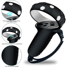 JYMEGOVR for Oculus Quest 2 Silicone Cover, Protective Cover Accessories for Meta VR, Multi Colors Soft Shell Skin, Controller Grips & Face Cover Set (Black)