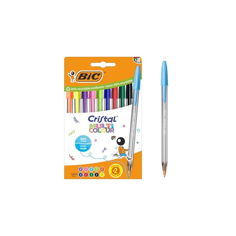 BIC Cristal Multicolour Ballpoint Pen with Wide Tip (1.6mm) -