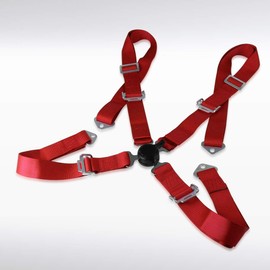 AUTOZENSATION Saftey Seat Belt Racing Harness, Universal Red 4 Point Cam lock